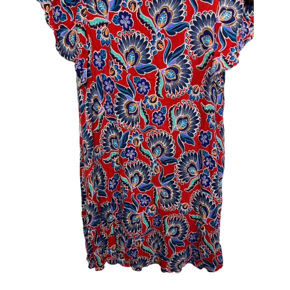 Everly Red Floral Cold Shoulder Mini Dress Boho Festival Small - Picture 3 of 12